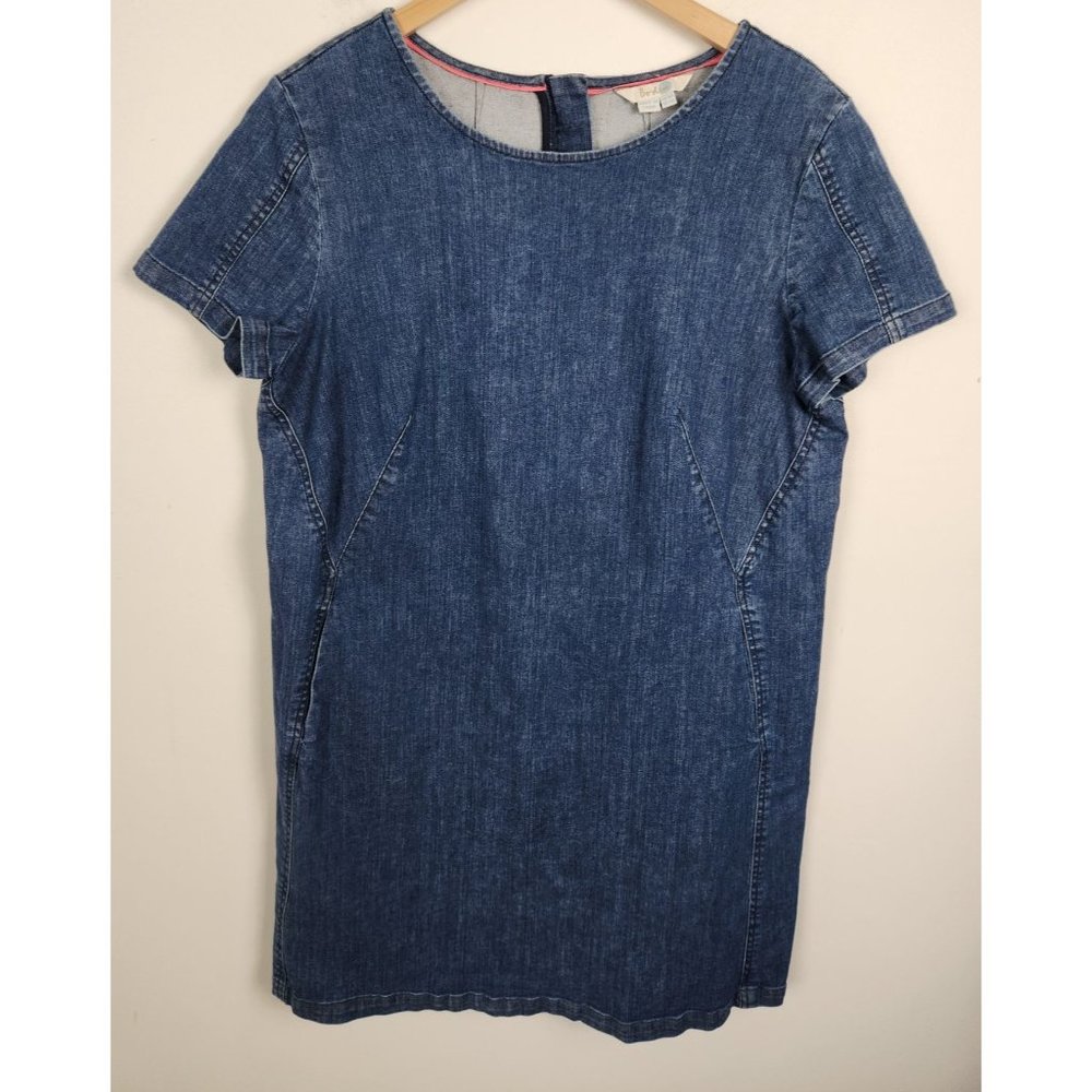 Boden Women's Sz. 14R Denim Short Sleeve Back Zip Shift Dress
